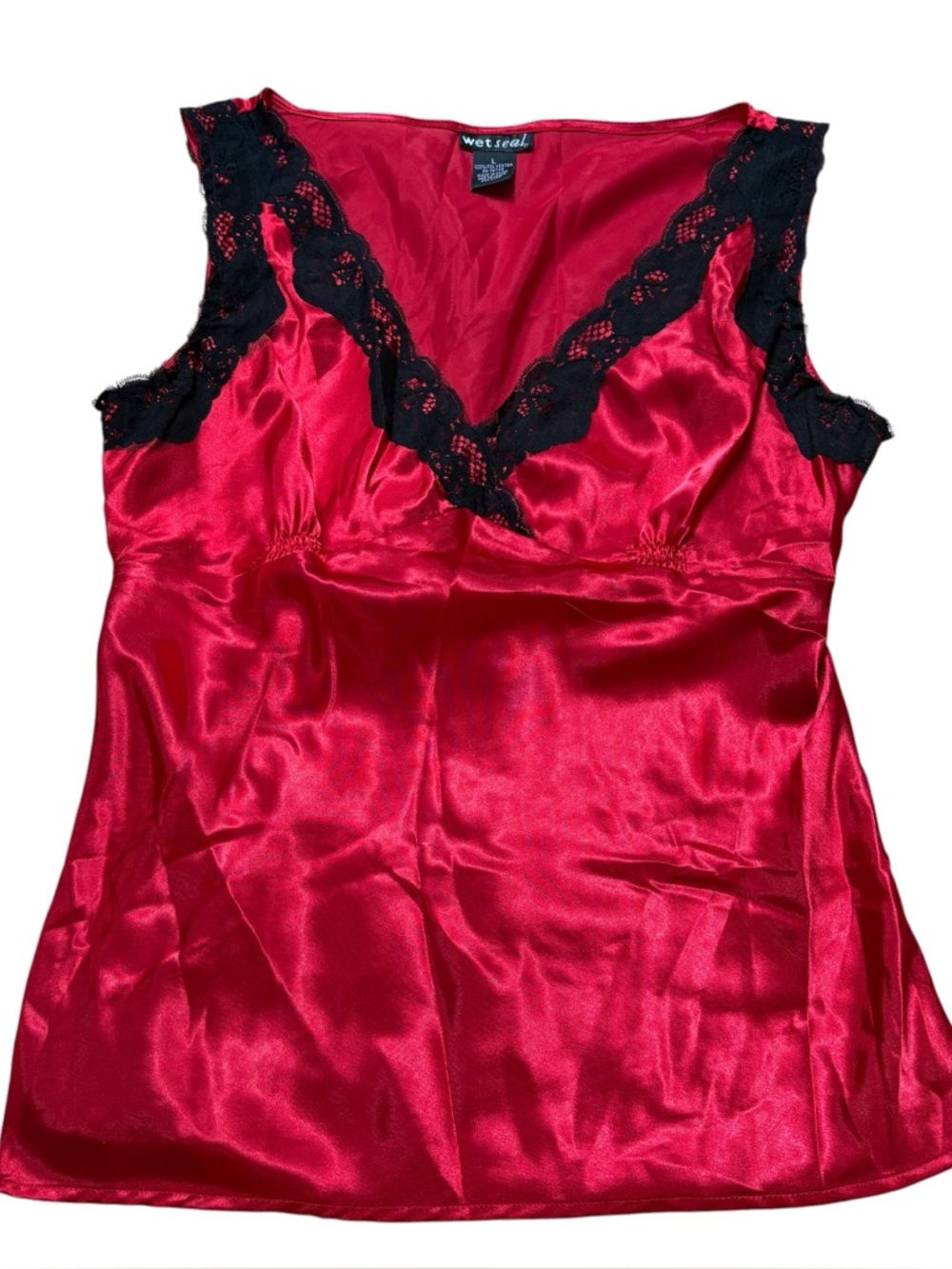 Wet Seal Read and Black Lace Top Size Large